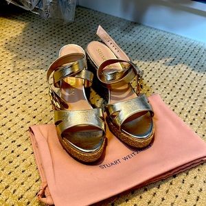 Gold Stuart Weitzman brand new size 7.5 wedges